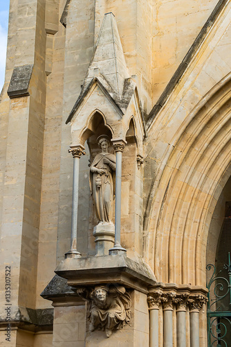 Obraz na płótnie View of Church of Saint Anne in Montpellier - one of most eye-catching landmarks. Neo-Gothic-style church built in the 19C. Montpellier. France. w salonie