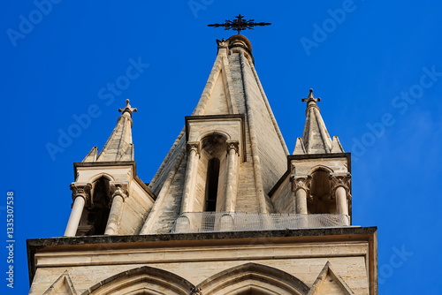 Obraz na płótnie View of Church of Saint Anne in Montpellier - one of most eye-catching landmarks. Neo-Gothic-style church built in the 19C. Montpellier. France. w salonie