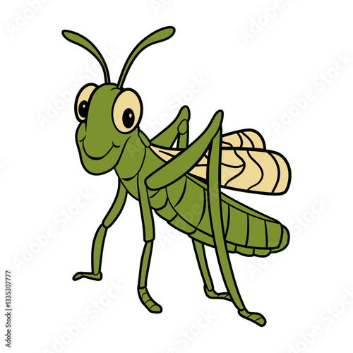 Cute Cartoon Grasshopper Insect Illustration