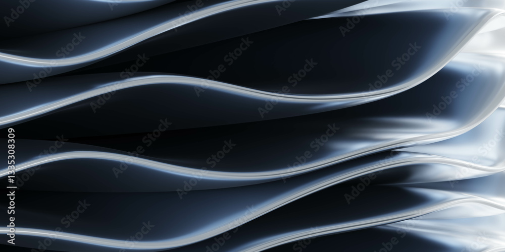 Obraz premium Abstract Metallic Waves in Motion