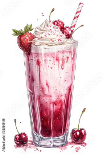 Wallpaper Mural Isolated Cherry Strawberry Milkshake Torontodigital.ca