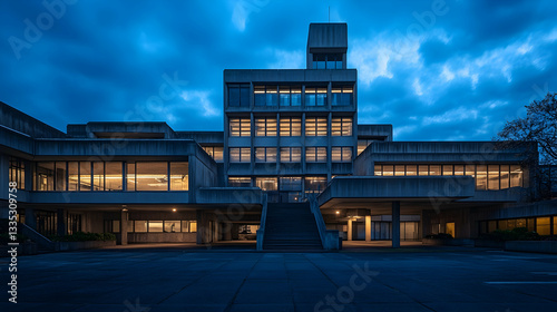 Urban explorers capturing the beauty of Brutalist architecture in moody lighting