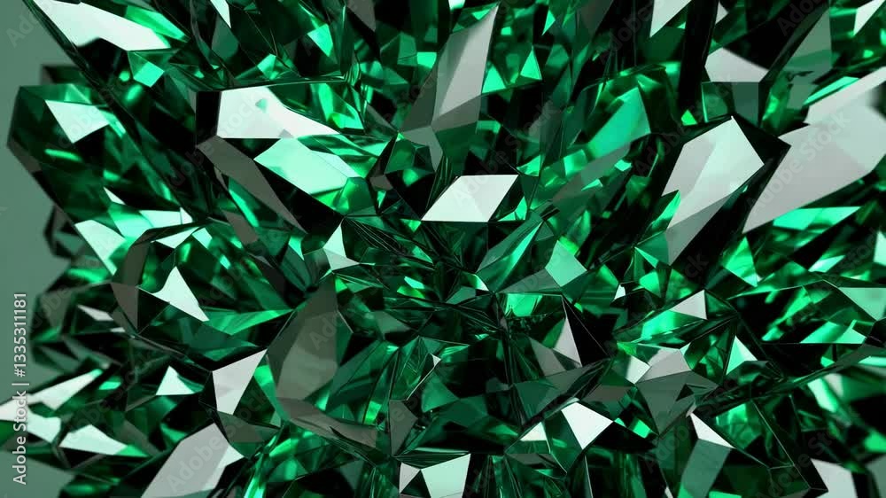 Abstract green crystal pattern with sharp edges, shining effect. Geometric art concept Abstract green crystal pattern with sharp edges, shining effect. Geometric art concept