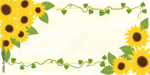Simple Sunflowers Background, Summer Wallpaper, Frame