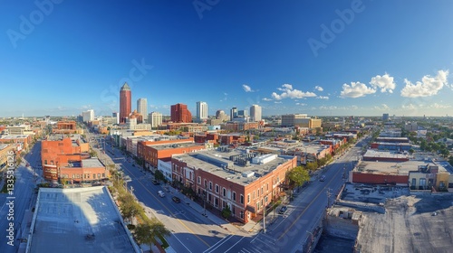 Wallpaper Mural Aerial view showcases buildings and city streets under a bright blue sky Torontodigital.ca