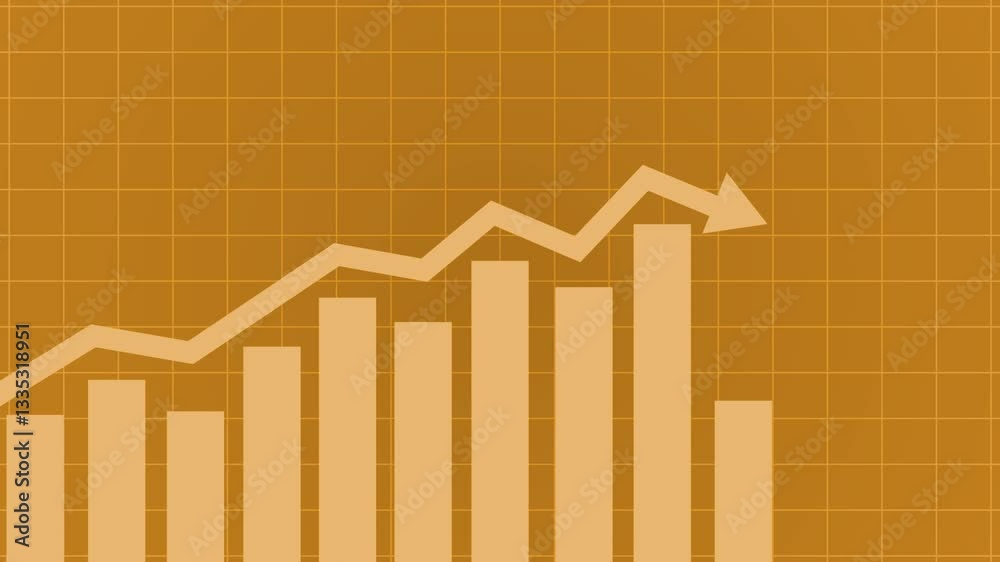 Teal Graph with Rising Arrow and Bar Chart Animation, A teal graph with ...
