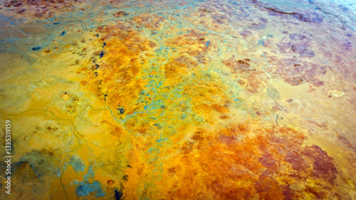 Tableau sur toile Pollution and water contamination of the copper mine exploitation in Geamana, ne