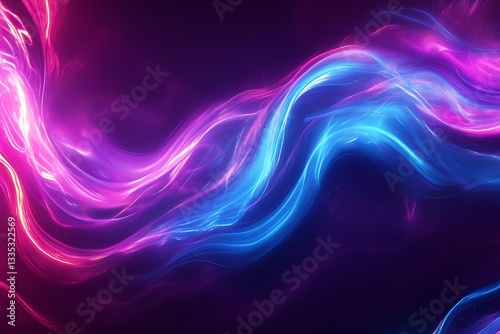 Wallpaper Mural Abstract background with neon blue and purple waves, glowing energy lines, and a fantasy light effect. Digital art design for a poster or banner, with the no text in the center of the picture, in the  Torontodigital.ca