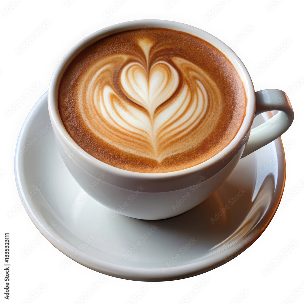A beautifully crafted latte with art on top, served in a white cup, showcasing rich colors and smooth texture. A beautifully crafted latte with art on top, served in a white cup, showcasing rich colors and smooth texture.