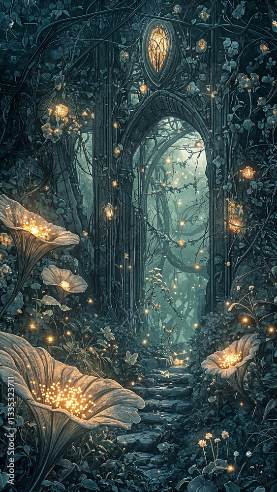 Obraz premium The Enchanted Bloomway. Generative AI 
