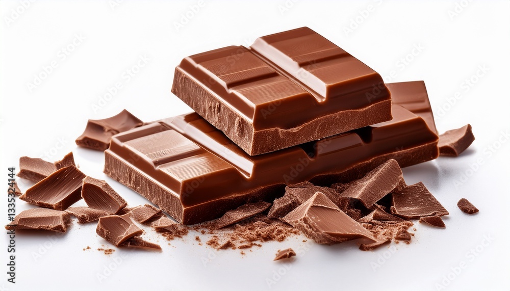 broken milk chocolate bar isolated on white background broken milk chocolate bar isolated on white background