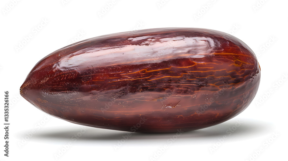 Fototapeta premium Single Dark Red-Brown Palm Kernel Isolated on White