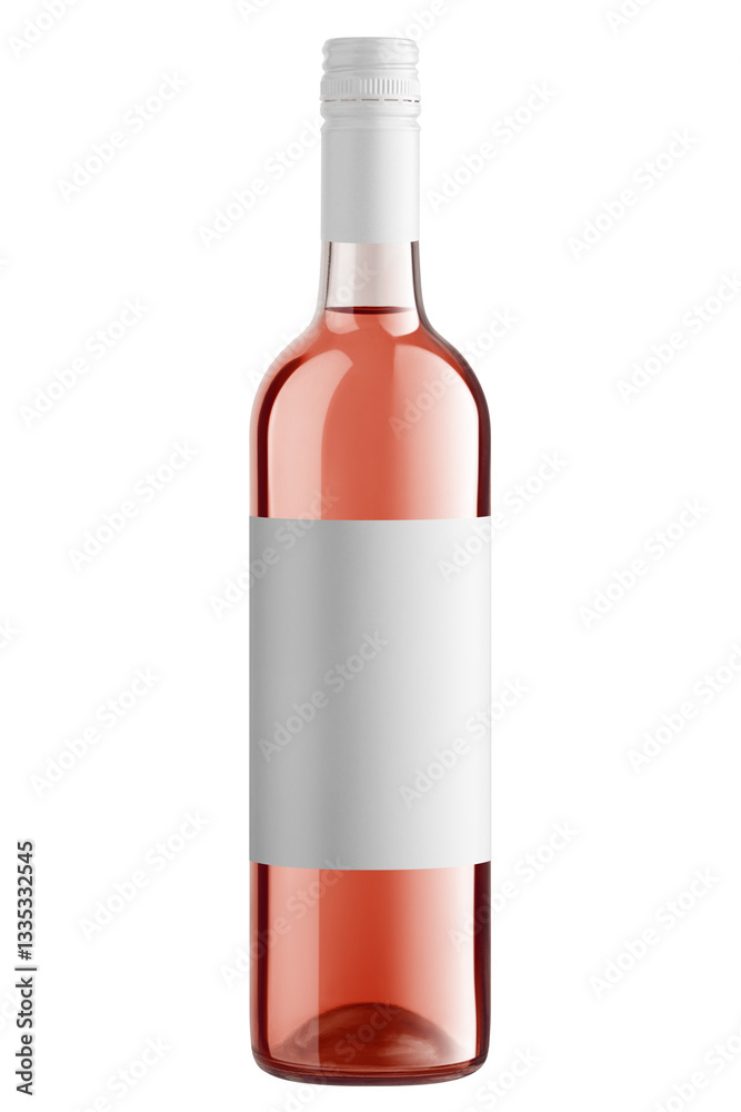 Pink Wine Bottle isolated on white background, full depth of field Pink Wine Bottle isolated on white background, full depth of field