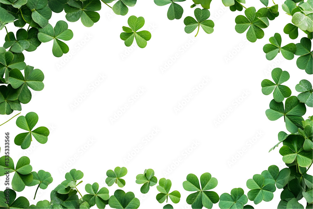 Green Clover Leaves Frame on Transparent Background, PNG Green Clover Leaves Frame on Transparent Background, PNG