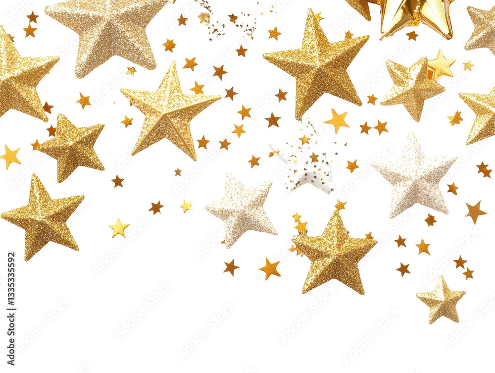 Isolated Gold Stars and Confetti Isolated Gold Stars and Confetti