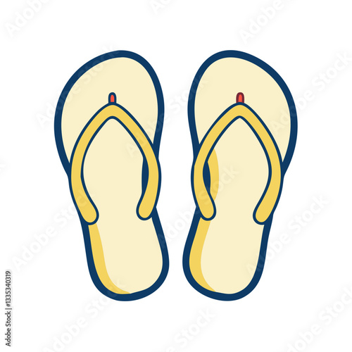 Flip-flops icon in yellow and blue flat design