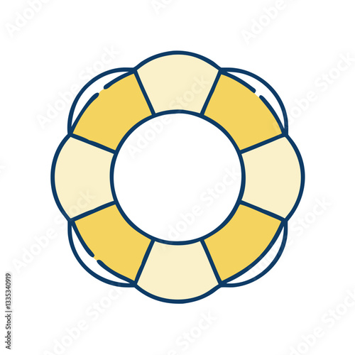 Life preserver ring icon in yellow and blue