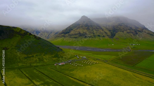 Wallpaper Mural Aerial view of green hills along the Ring Road in the southern of Iceland. Torontodigital.ca