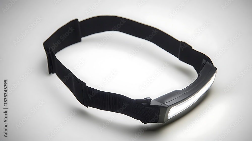 Headband with light, for sport. Background White Headband with light, for sport. Background White