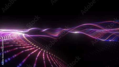 4K Animation Clip of an Abstract Flowing Waveform in Red and Blue with Futuristic Digital Motion and Energy – 2160p Video Footage