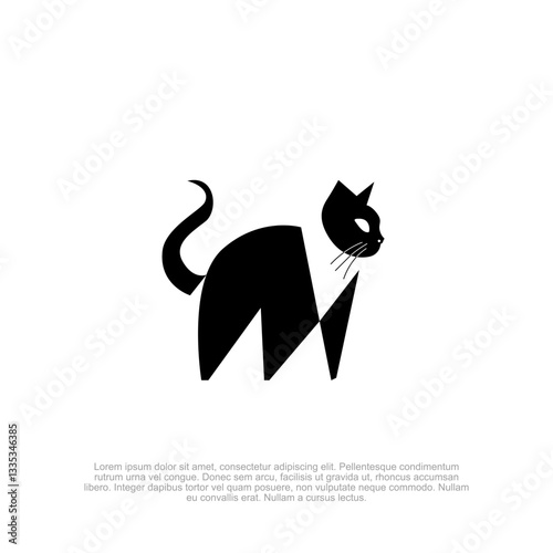 Simple bold cutout cat logo featuring a striking and modern design, suitable for pet brands, creative businesses, and minimalist aesthetics