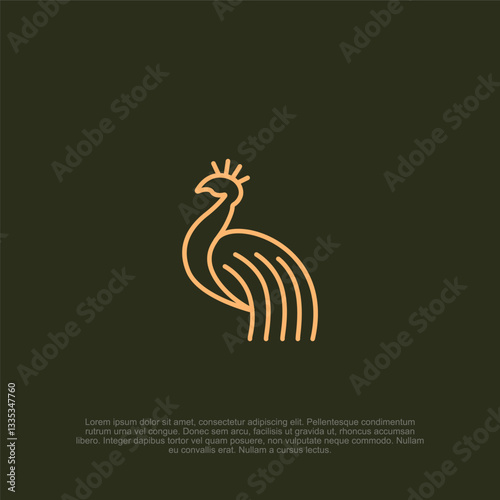 Simple minimalist line art modern luxury peacock logo with an elegant and premium feel, perfect for jewelry brands, fashion labels, and high-end businesses