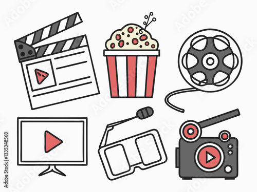 Set of Cinema and Entertainment Industry Icons