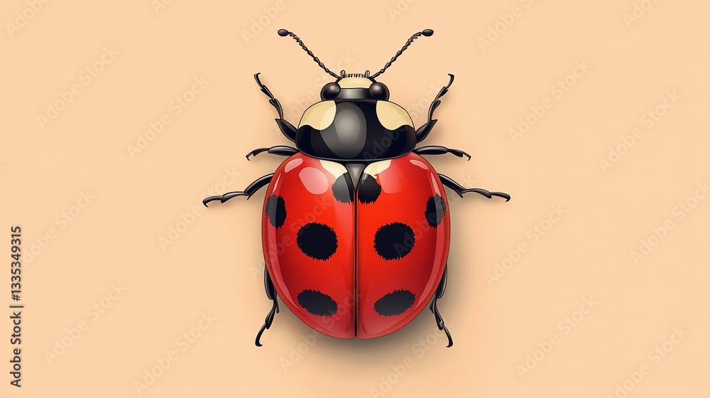 Fototapeta premium Ladybug, Top View, Beige Background