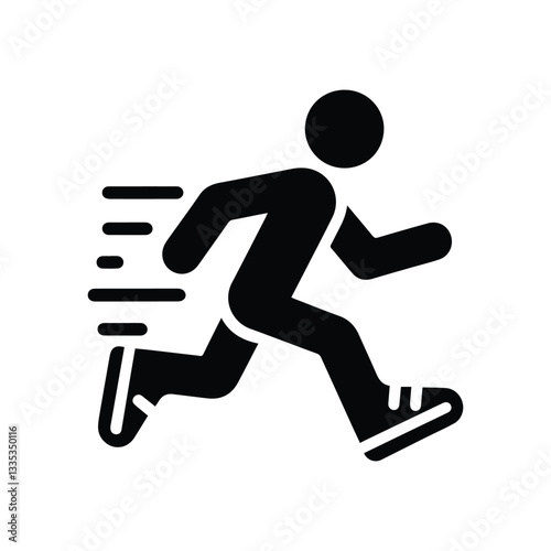 runner in sneakers icon, stickman figure sticks isolated, silhouette running
