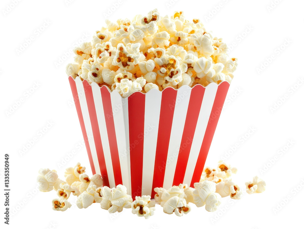 Isolated Popcorn in Striped Container Isolated Popcorn in Striped Container