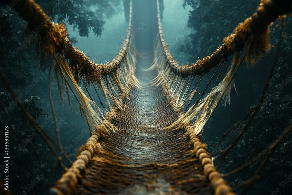 Obraz premium Frayed Rope Bridge, Adjustment Disorders