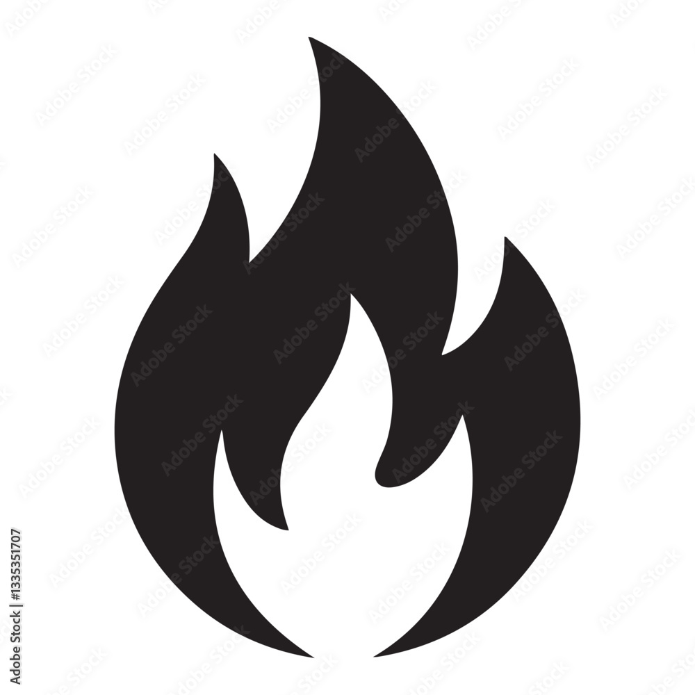 Fire silhouette vector illustration isolated on white background Fire silhouette vector illustration isolated on white background