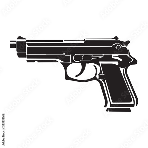 Hand Gun silhouette vector illustration isolated on white background
