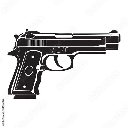 Hand Gun silhouette vector illustration isolated on white background