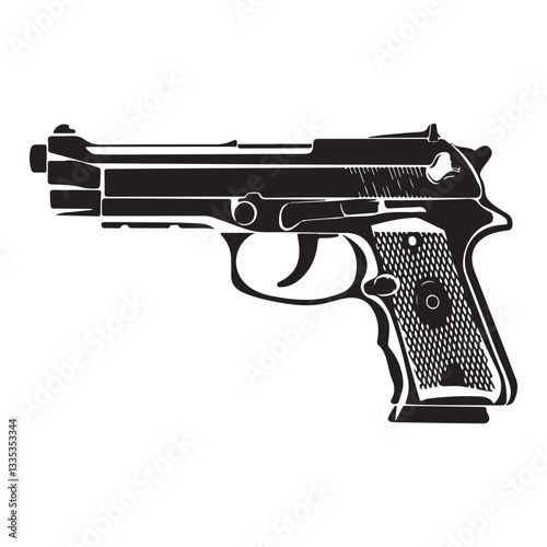 Hand Gun silhouette vector illustration isolated on white background