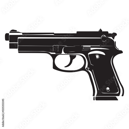 Hand Gun silhouette vector illustration isolated on white background