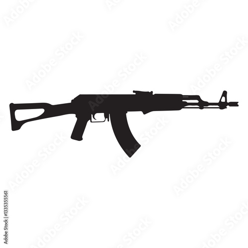 Military assault rifle silhouette vector illustration isolated on white background