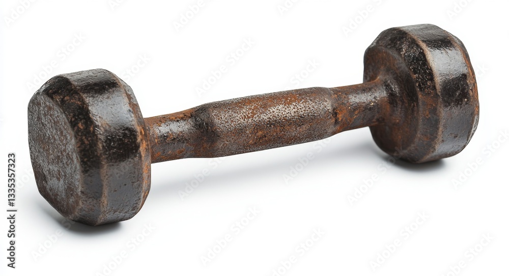 Rusted dumbbell on white background Rusted dumbbell on white background