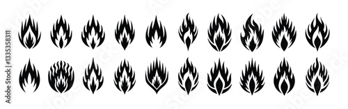 set of vector stylized flame designs