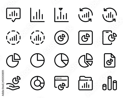 Outline icons set for Diagrams & Reports.