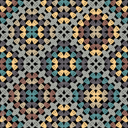 Pattern with crochet granny square wallpaper handmade decorative art design print	
