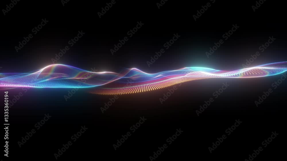 Digital Wave Animation 4K Animation Clip of an Abstract Flowing Waveform in Red and Blue with ...