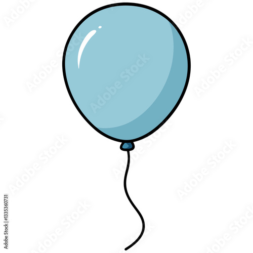 Floating blue balloon cartoon illustration  
