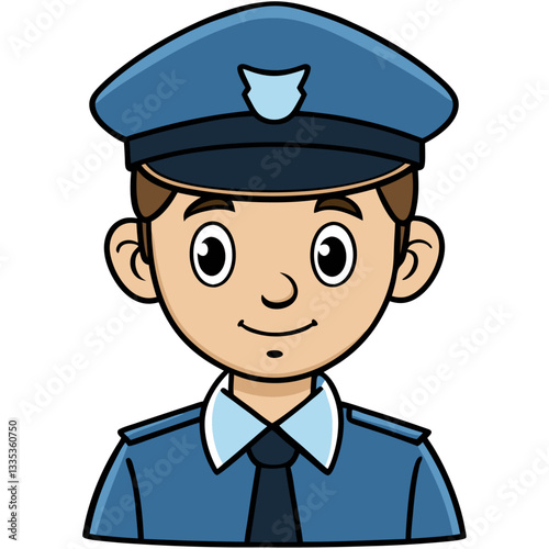 Smiling police officer cartoon character  
