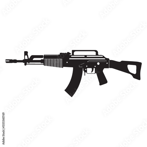 Military assault rifle silhouette vector illustration isolated on white background