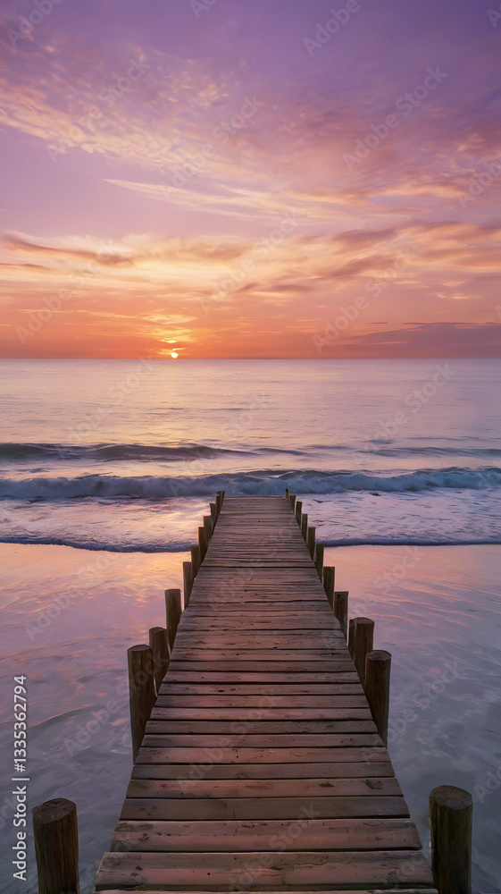 Obraz premium wooden footbridge on the beach