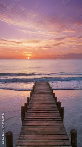 wooden footbridge on the beach