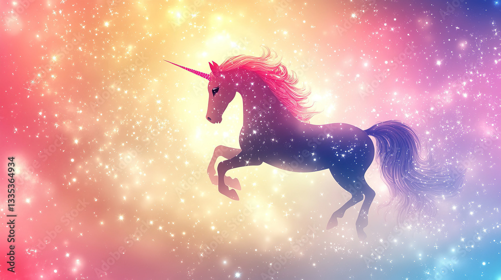 Magical unicorn leap in enchanting atmosphere fantasy art dreamy space vibrant colors Magical unicorn leap in enchanting atmosphere fantasy art dreamy space vibrant colors
