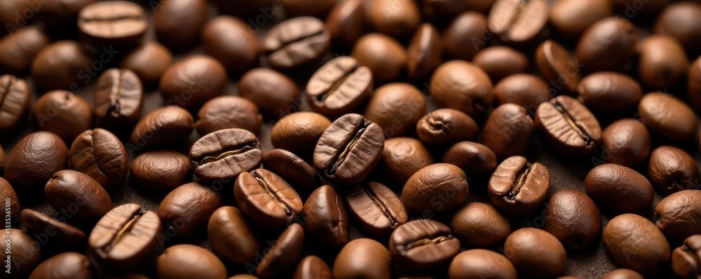 Obraz premium Close-up of assorted coffee beans, various roasts, isolated , agriculture, brown, assorted