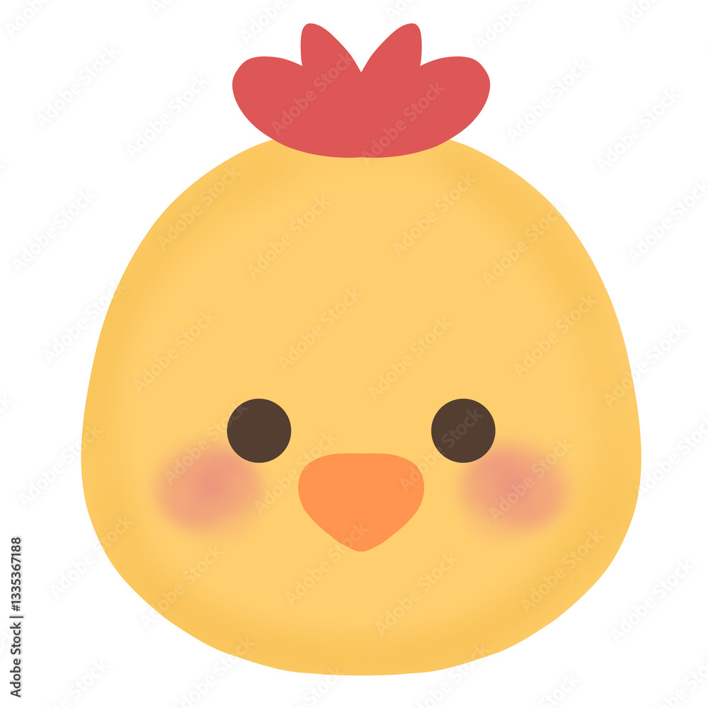Cute Kawaii Chicken Face Adorable Yellow Chick Illustration Cute Kawaii Chicken Face Adorable Yellow Chick Illustration